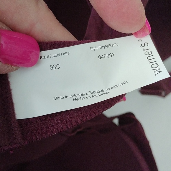Warner's Elements of Bliss Light Lift Wire Free Bra, Wine, size 38C - Picture 5 of 7